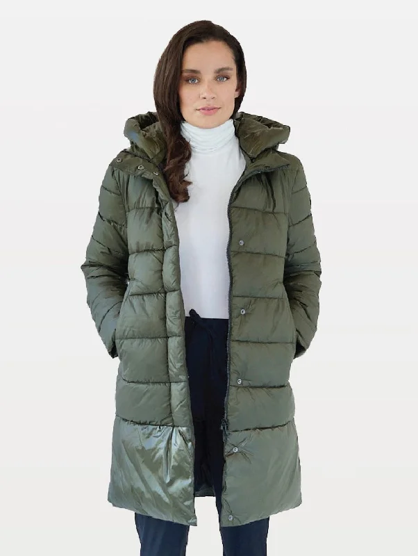 Chepstow Recycled Vegan Long Puffer Jacket | Olive Green