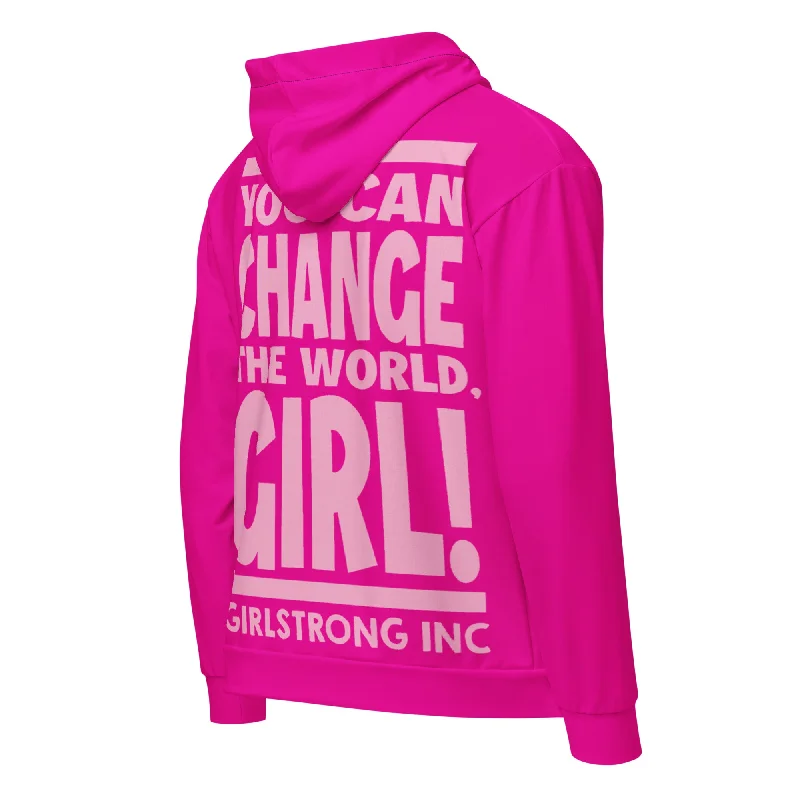 GS GRAPHIX ZIP HOODIE PRETTY PINK - YOU CAN CHANGE THE WORLD, GIRL!