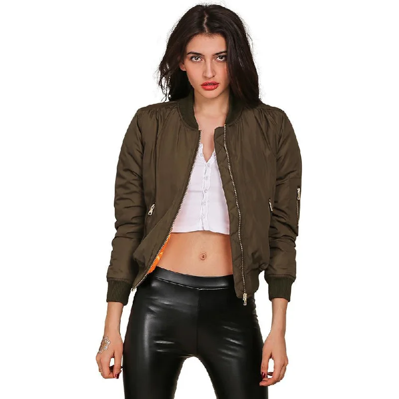 Parkas Basic Bomber Jacket Army Green Padded Kylie Jenner Style