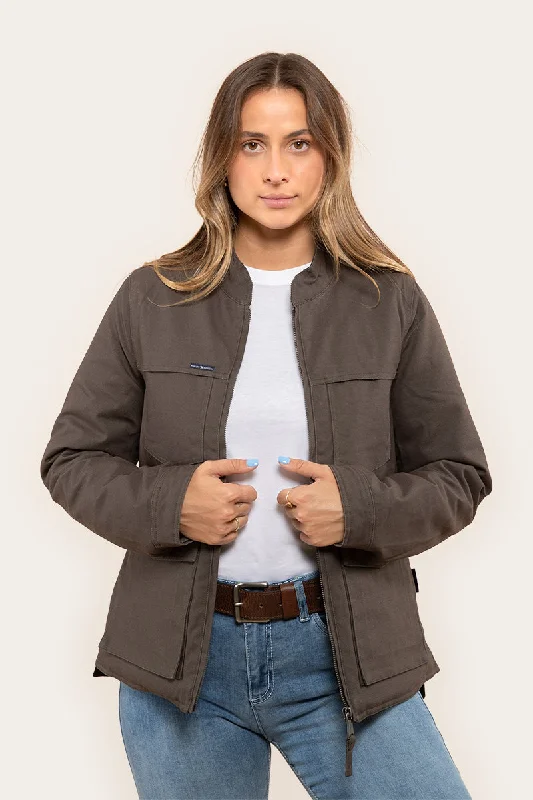 Roadhouse Womens Oilskin Jacket - Deep Brown