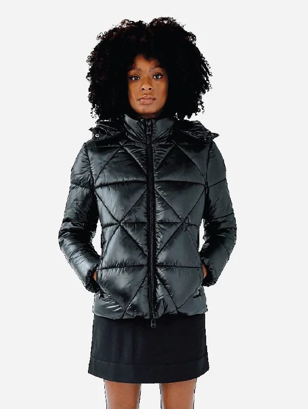 Leamington Recycled Vegan Short Puffer Jacket | Black