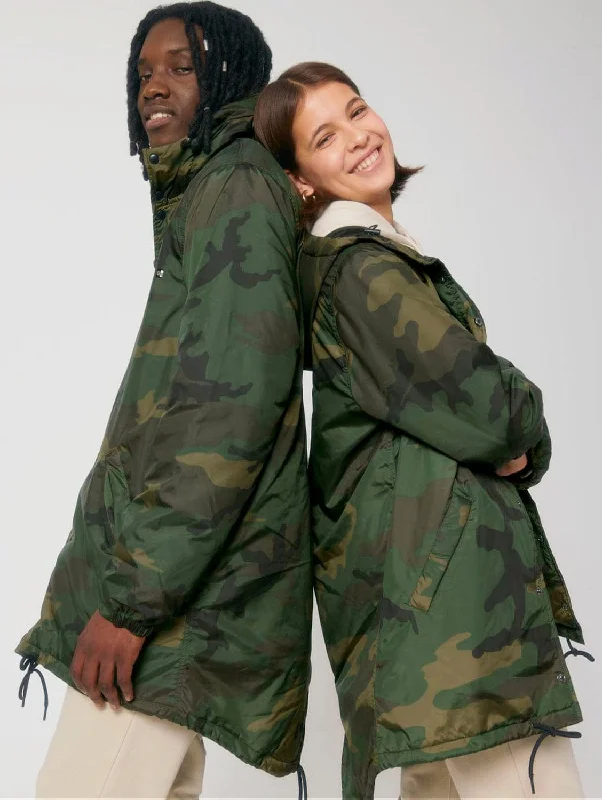 Vegan Unisex Padded Parka AOP Jacket | Camo