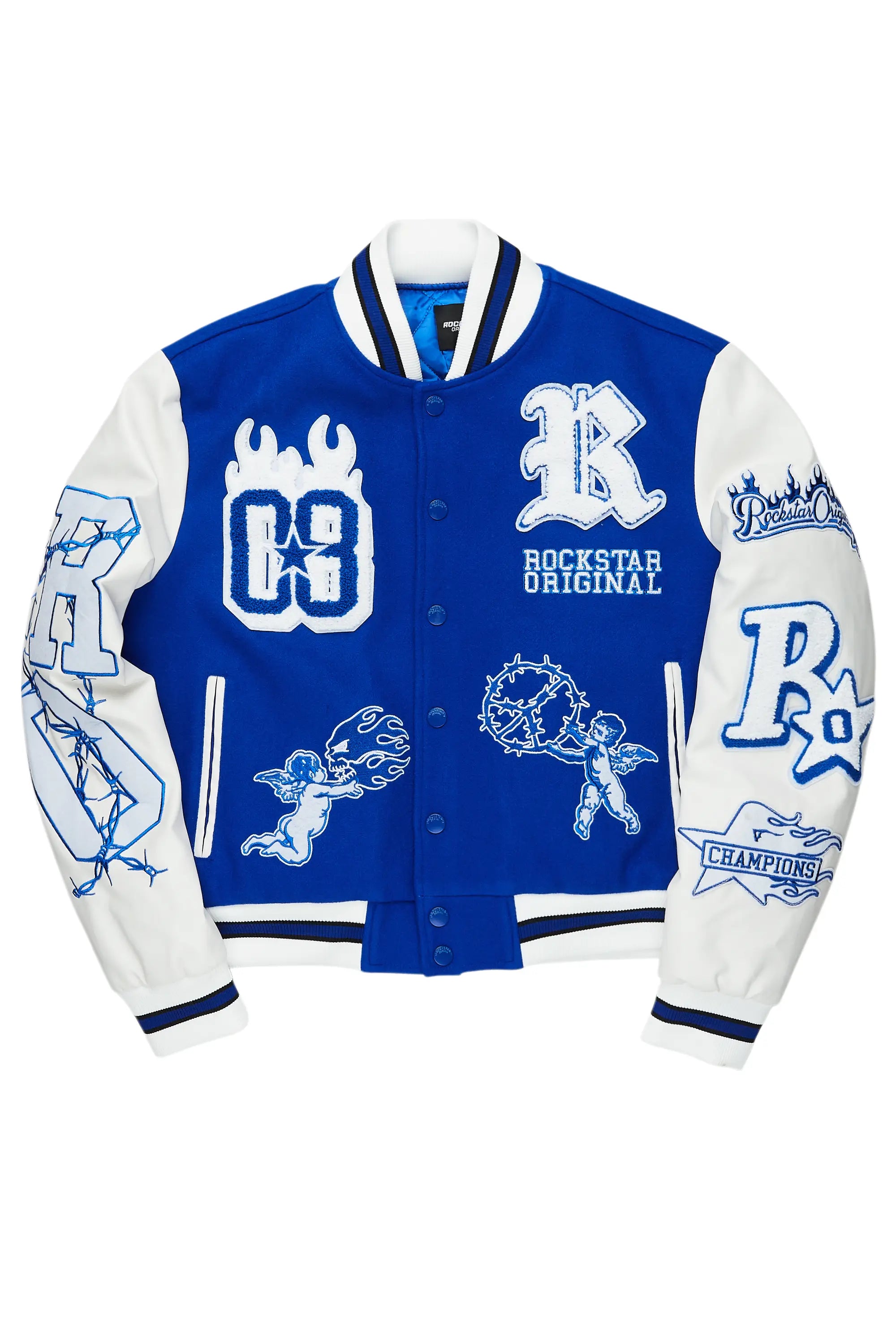 Sharray Royal Blue Oversized Varsity Jacket