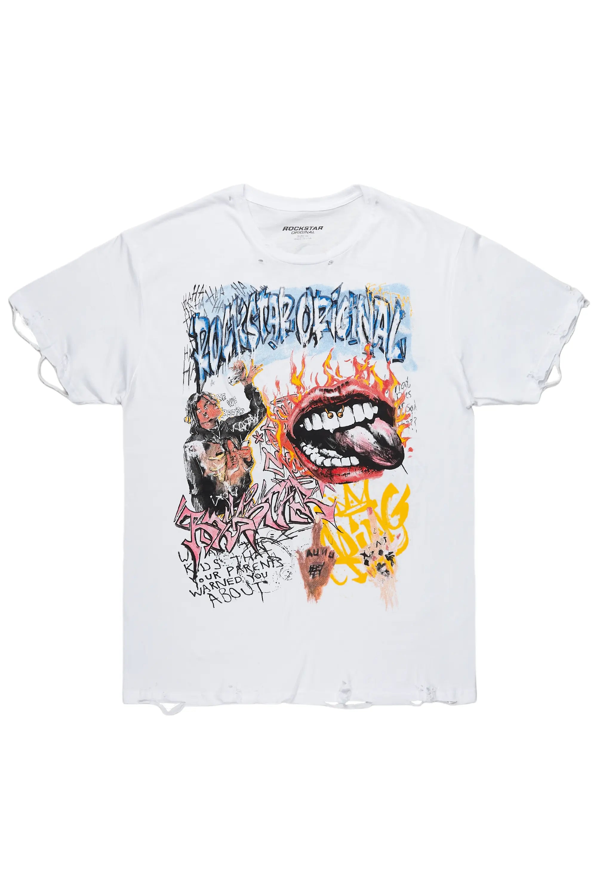 Yooz White Graphic Oversized T-Shirt