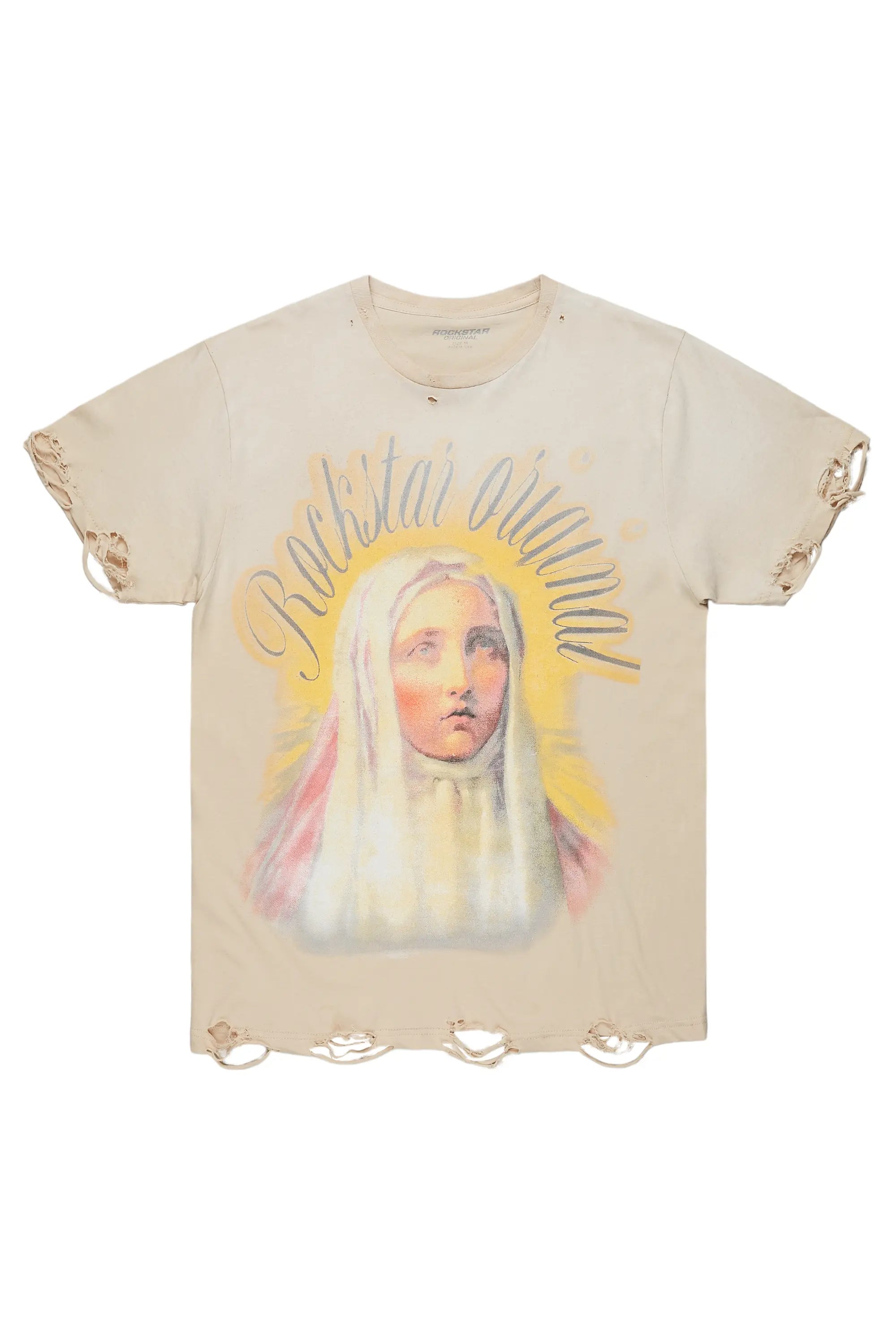 Cary Beige Graphic Oversized T-Shirt