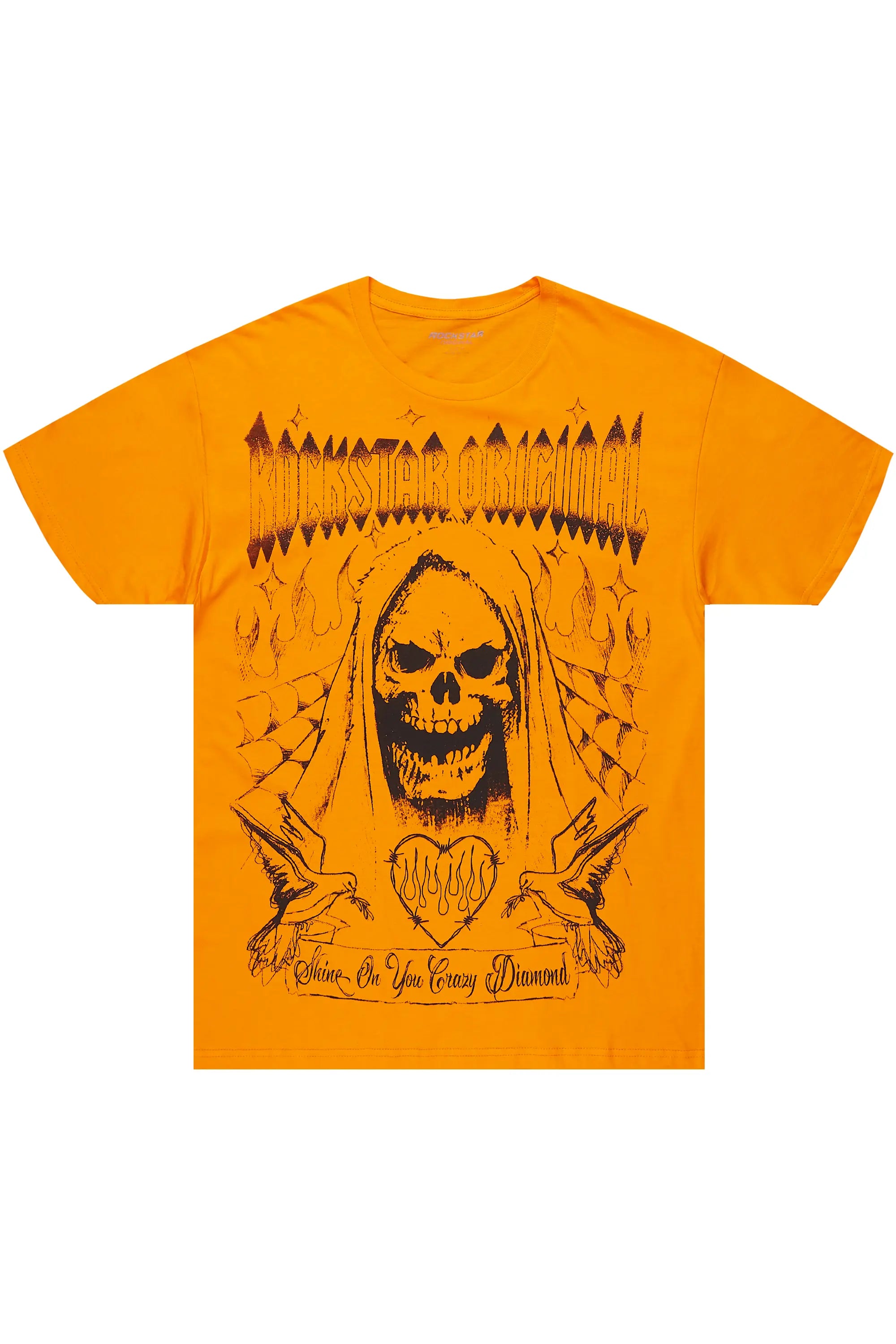 Pogboom Orange Graphic Oversized T-Shirt