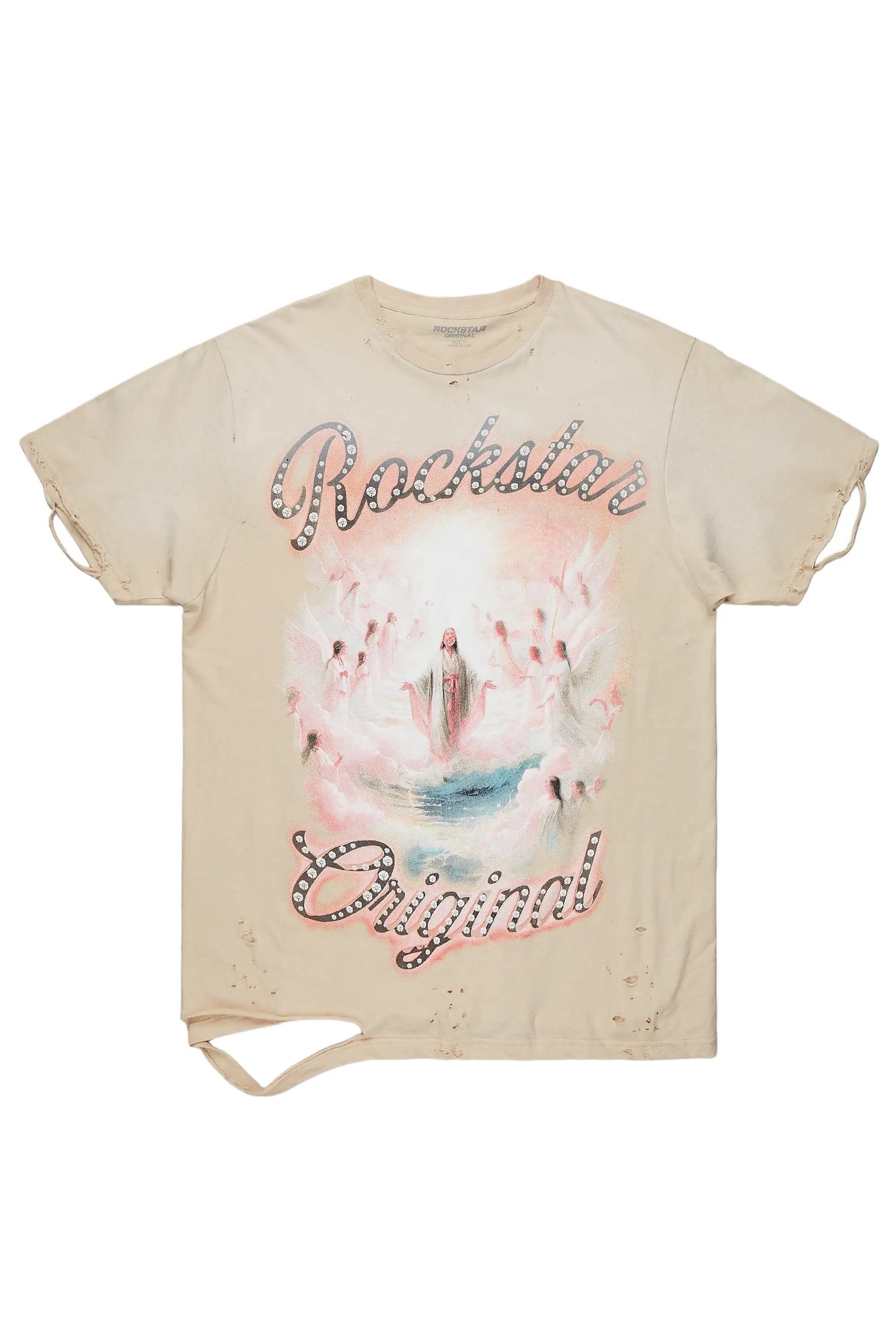 Taman Beige Graphic Oversized T-Shirt