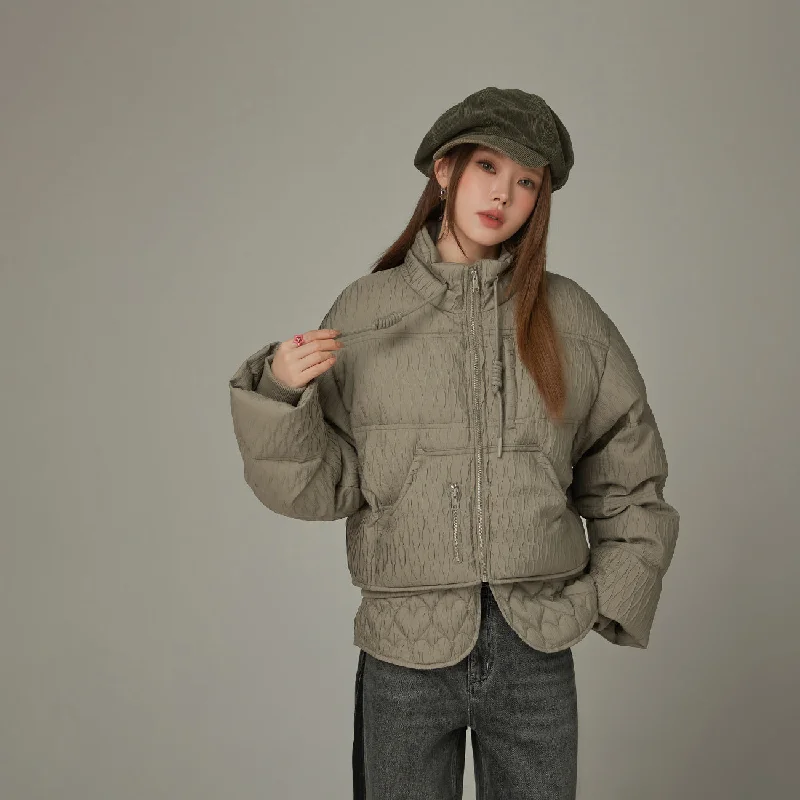 Pattern Oversized Layered Padded Jacket